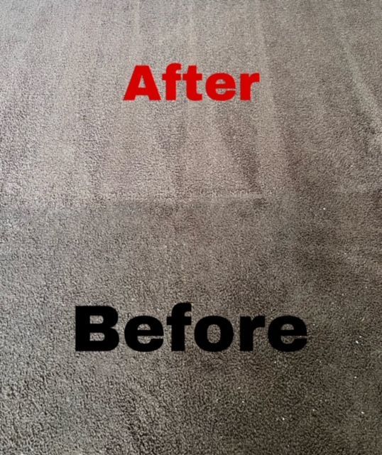 A picture of a carpet before and after being cleaned