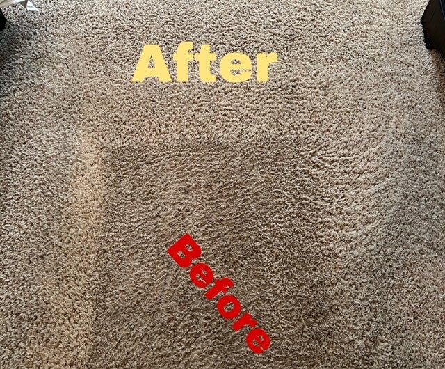 A before and after picture of a carpet