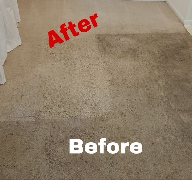 A picture of a carpet before and after being cleaned