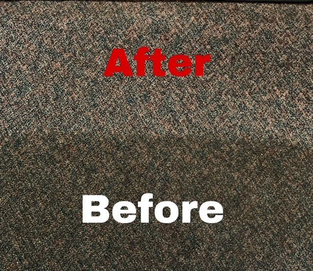 A before and after picture of a carpet