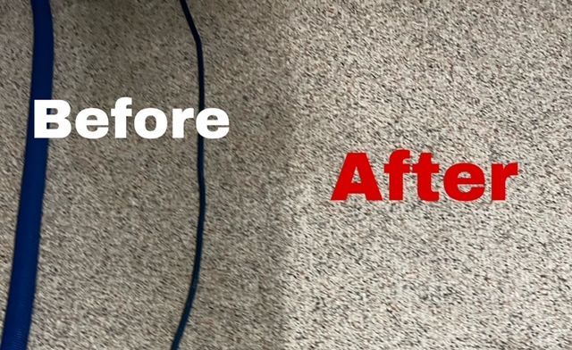 A picture of a carpet before and after being cleaned.