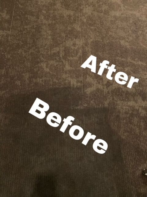 A before and after picture of a carpet