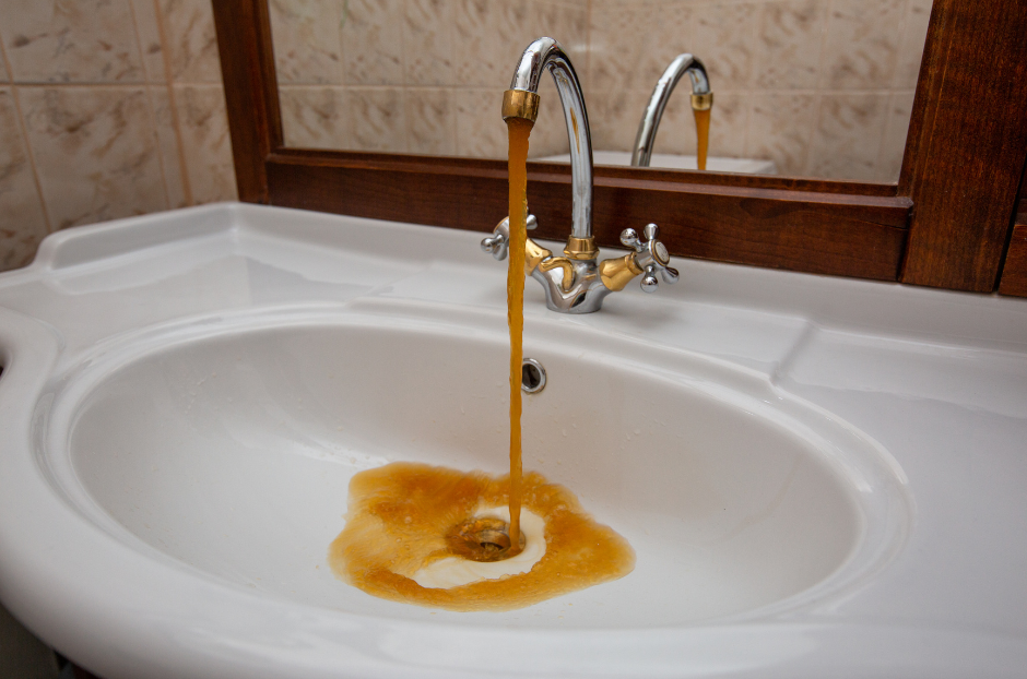 Brown water coming out from the tap