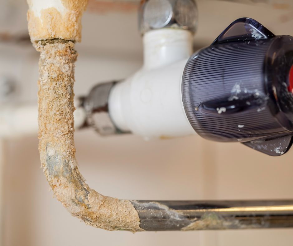 Visible hard water effects on pipes