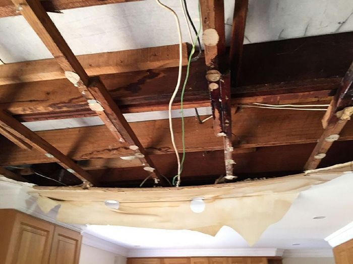 Burst flexi caused ceiling to collapse