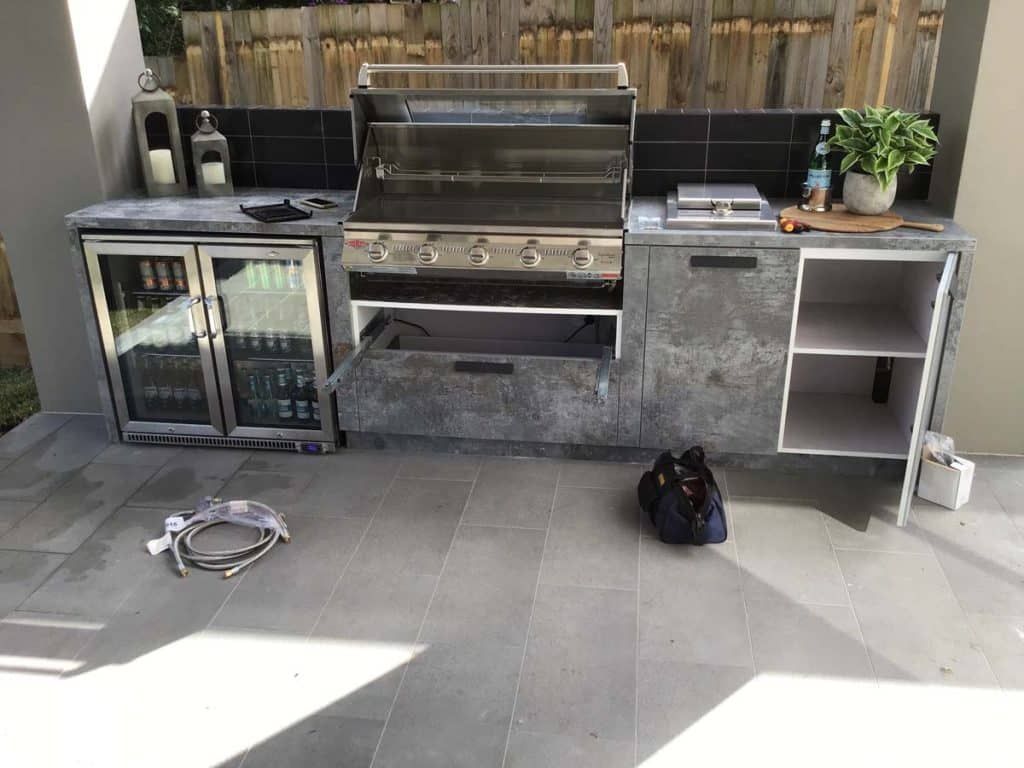 Outdoor BBQ kitchen natural gas  install