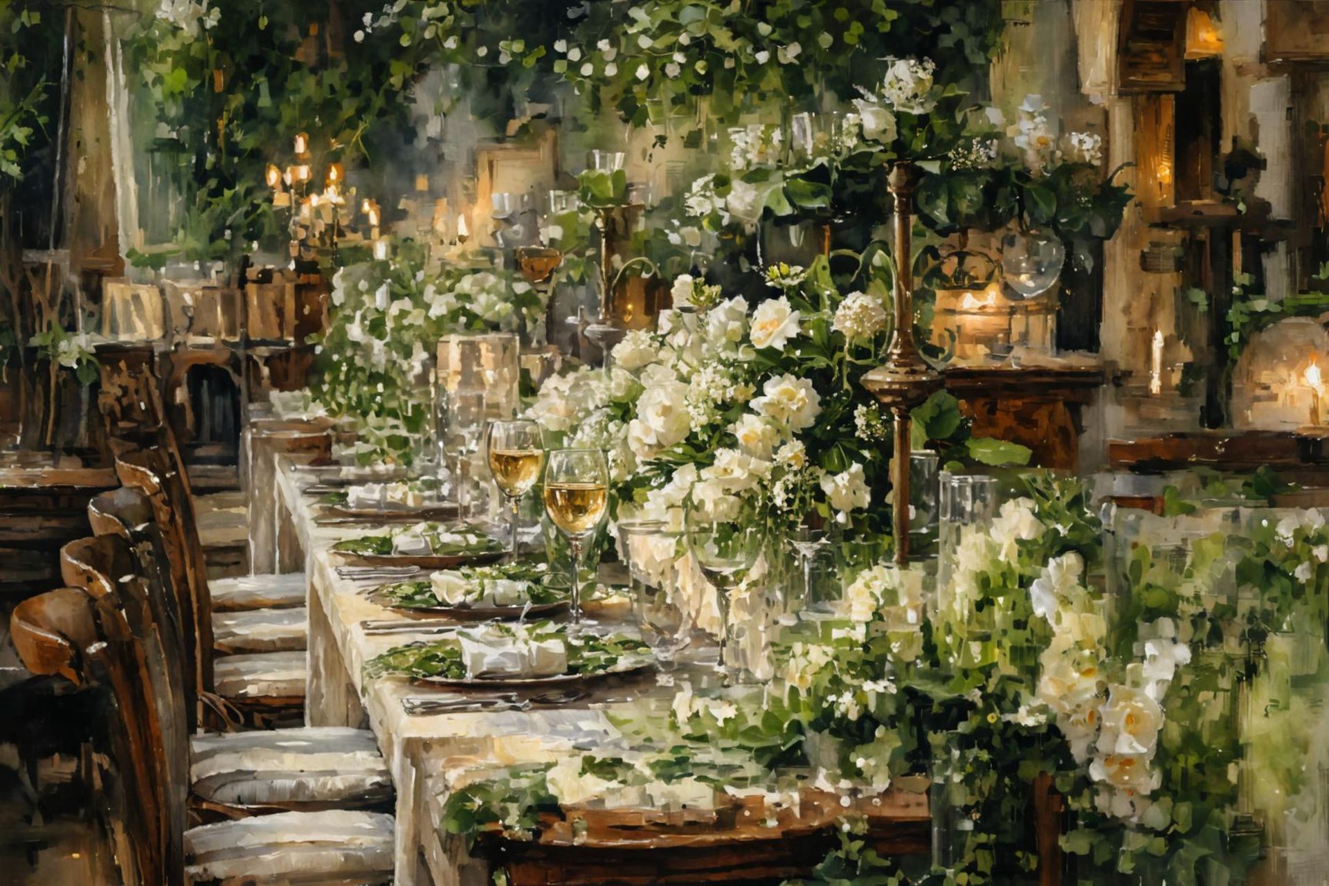 long table set for a dinner party