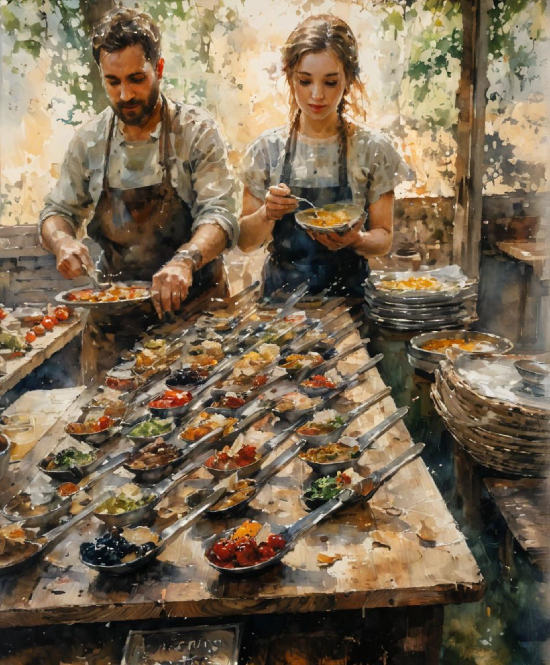 Hyson and assistant preparing for party