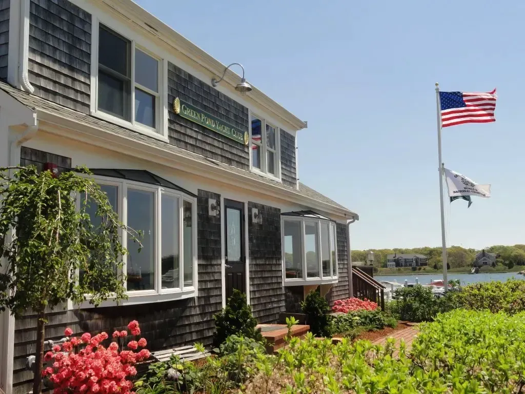 A house with an american flag in front of it