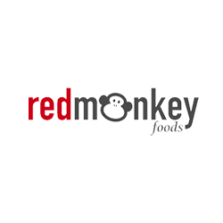 A red monkey foods logo with a monkey on it.