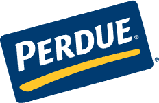 A blue and yellow logo for perdue on a white background