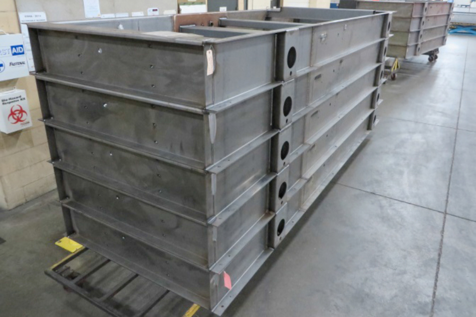 Heavy-duty base frame fabricated by United Alloy for industrial equipment.