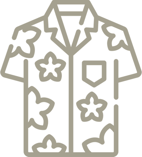 A line drawing of a shirt with flowers on it.