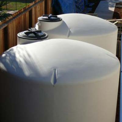 Two White Water Tanks — Redding, CA — Dino’s Rain Gutters