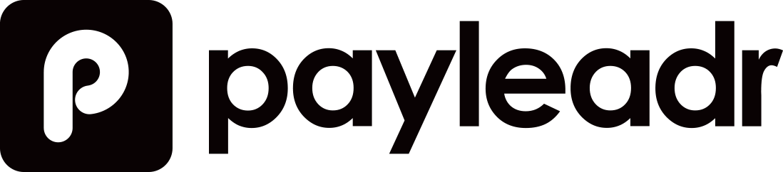 A black and white logo for payleadr on a white background.