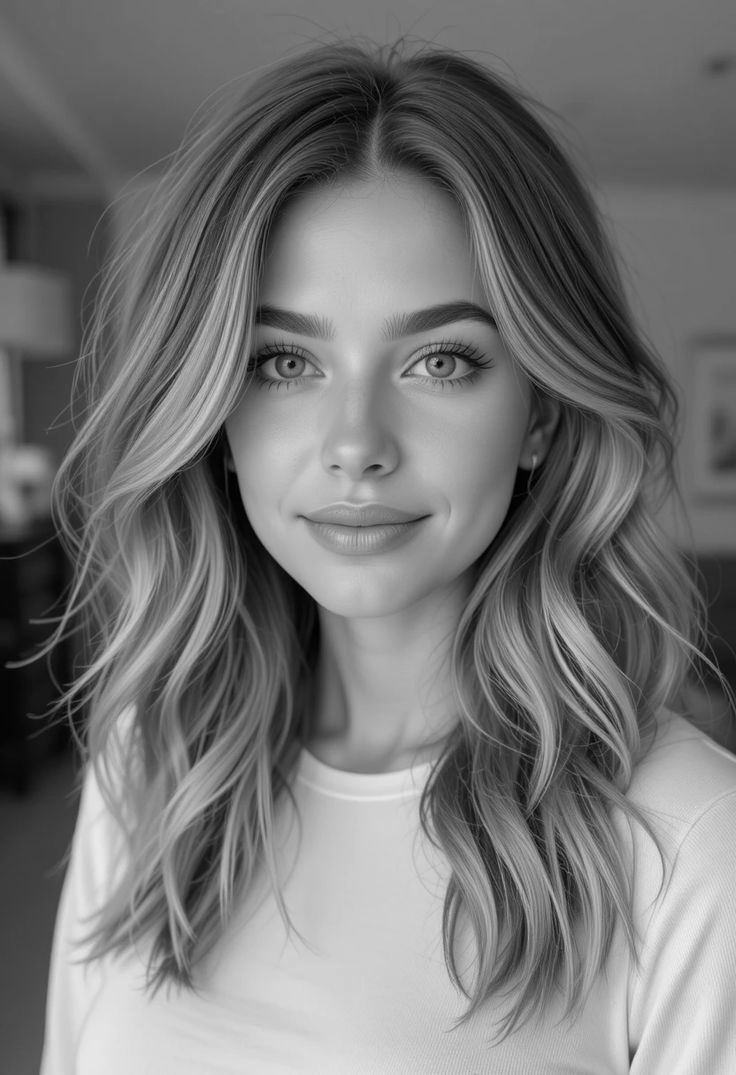 Woman with wavy hair, smiling, looking at the camera.