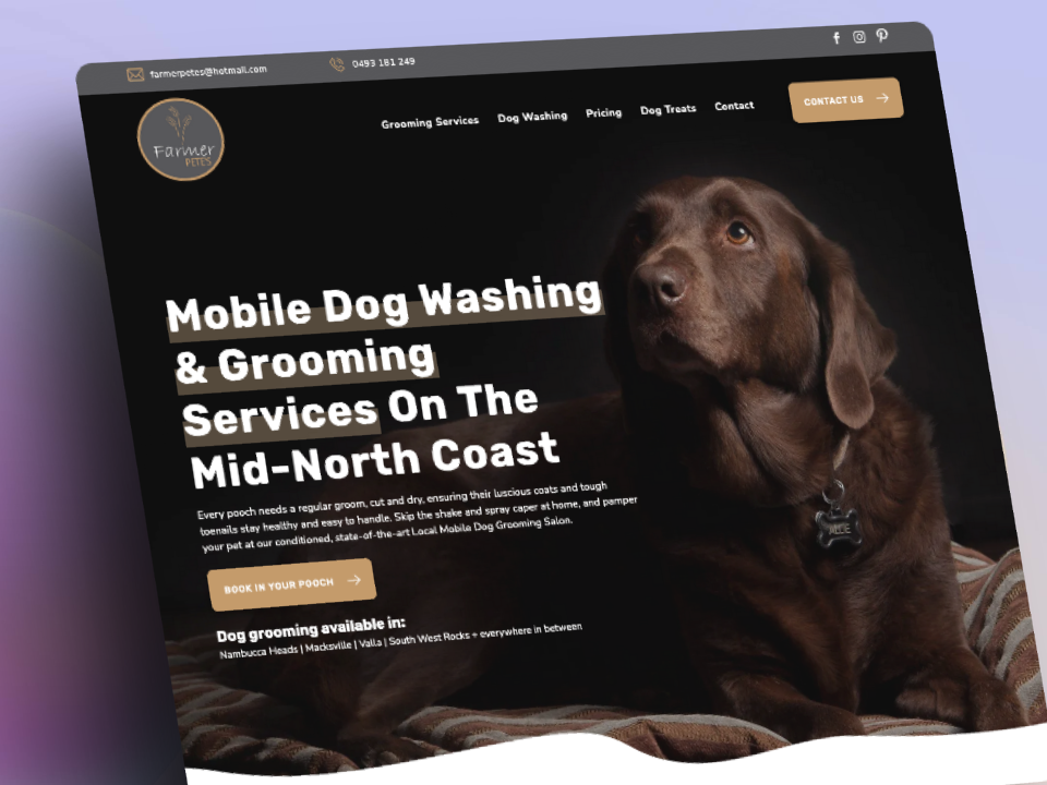 Mobile dog washing website within the pet niche created by the web designers at Social Space 