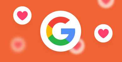 Google logo image with love hearts floating around