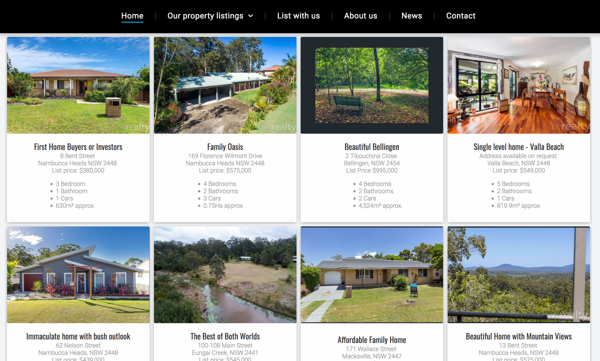 Real Estate Nambucca photo gallery image as a website example
