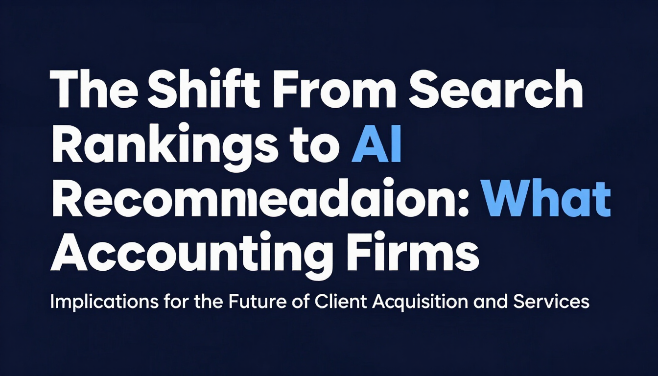 Dark blue title slide with white and blue text about AI recommendations and accounting firms.