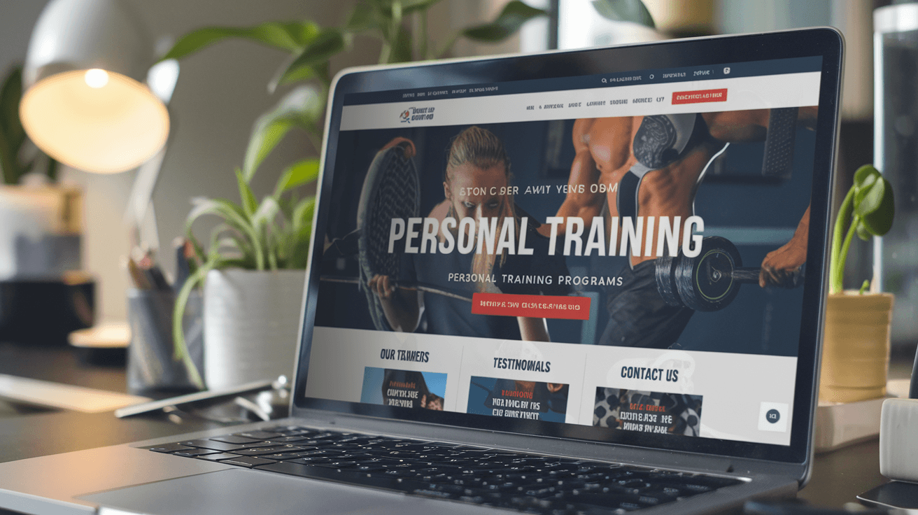 laptop screen displaying a local personal training website.