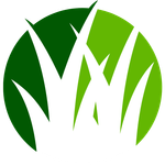 Green grass blades in front of a darker green circle background.