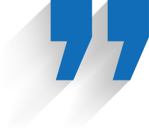 Blue quotation marks with a long shadow.