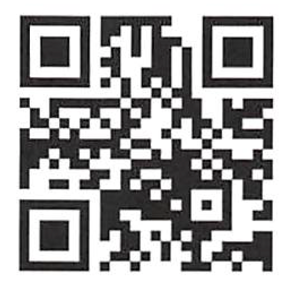Ein schwarzweißer QR-Code auf weißem Hintergrund.