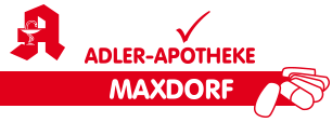 Ein rot-weißes Logo für die Adler-Apotheke Maxdorf