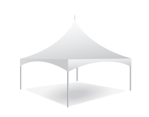 A white tent with a shadow on a white background.