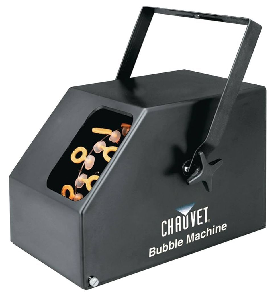 A black chauvet bubble machine on a white background