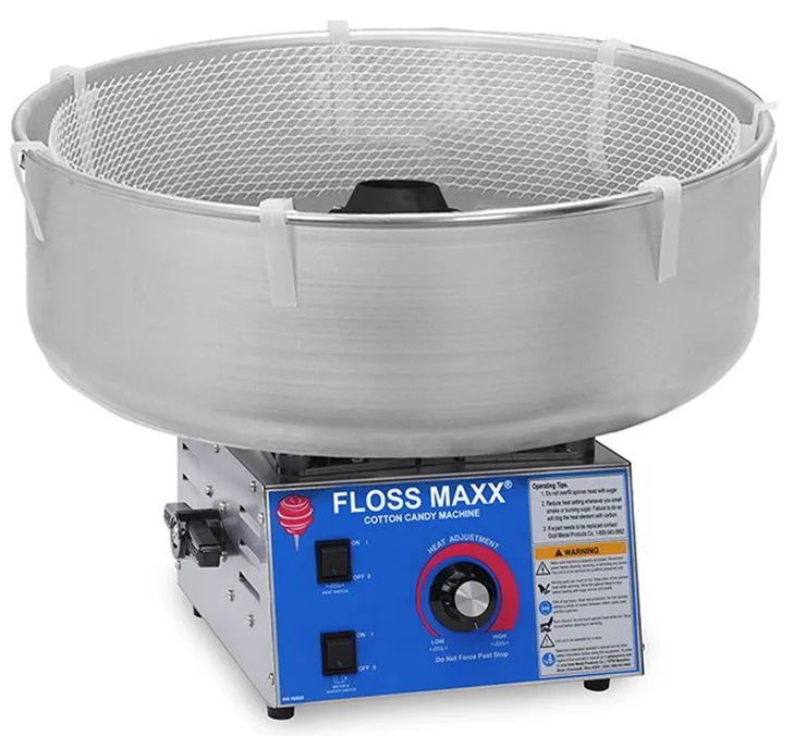 A floss maxx cotton candy machine on a white background