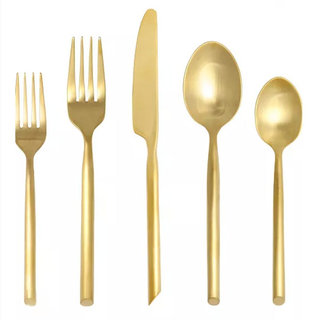 A set of gold flatware