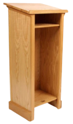 A small wooden cabinet with a shelf underneath it