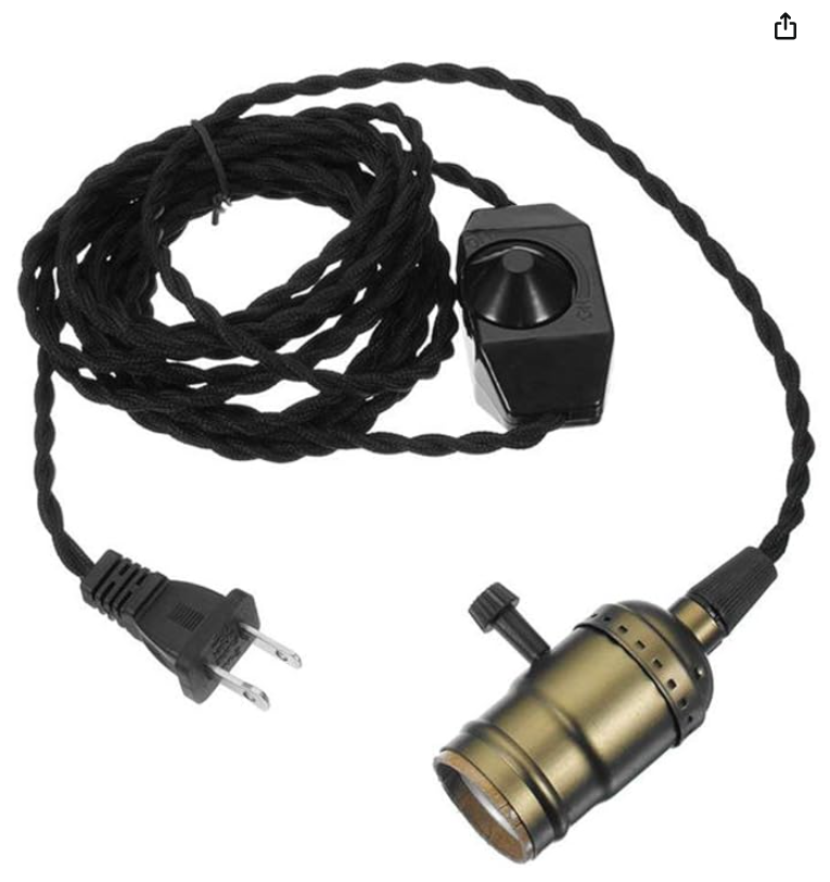 A light socket with a cord attached to it