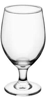 An empty wine glass on a white background.
