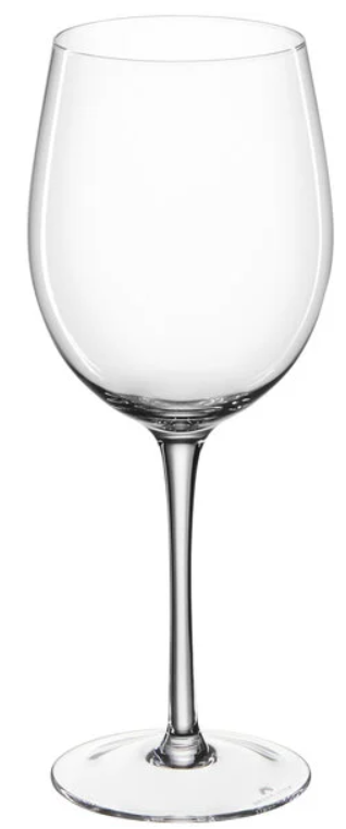 An empty wine glass on a white background.