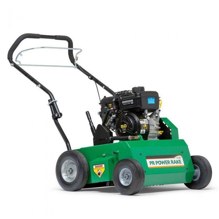 A green lawn mower with a black engine on a white background