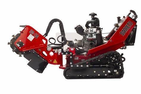 A red stump grinder on a white background.