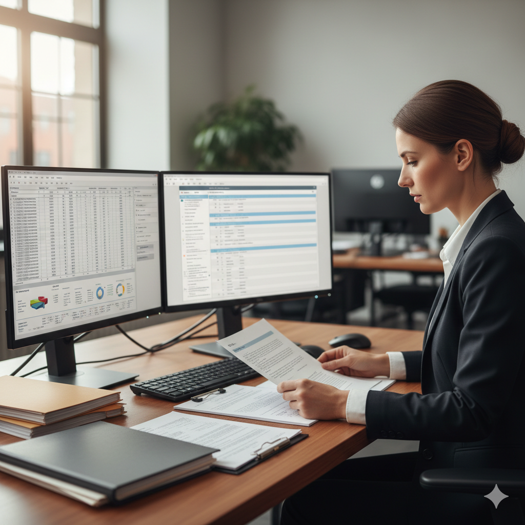 Clipboard with legal document, glasses, and pen on a wooden table.
