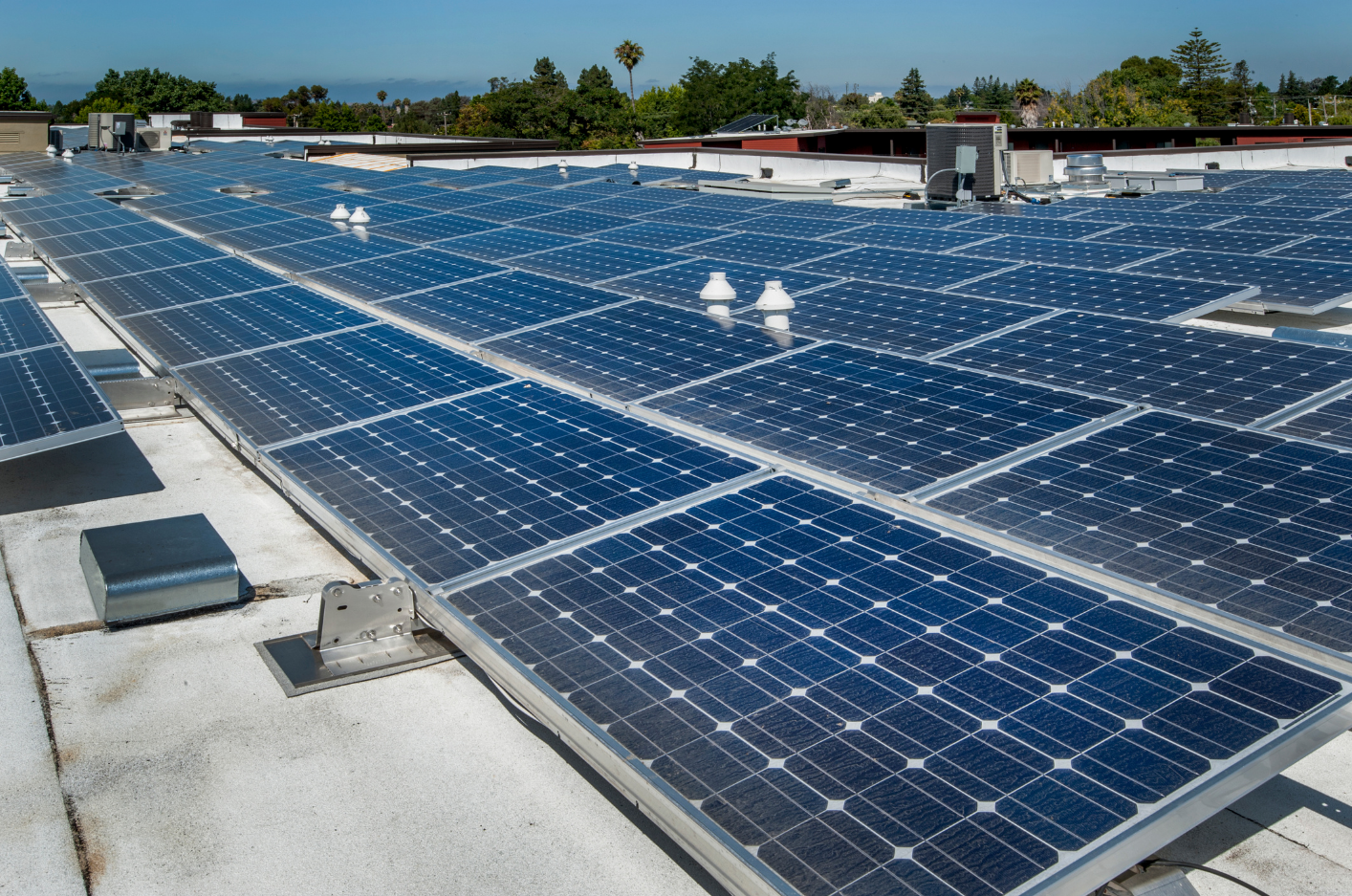 A photo of  commercial solar panels being installed in Nairne, SA.