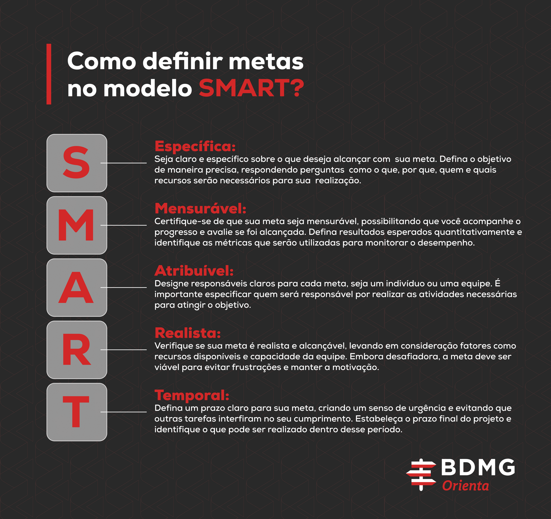 imagem mostra como definir as metas no modelo smart
