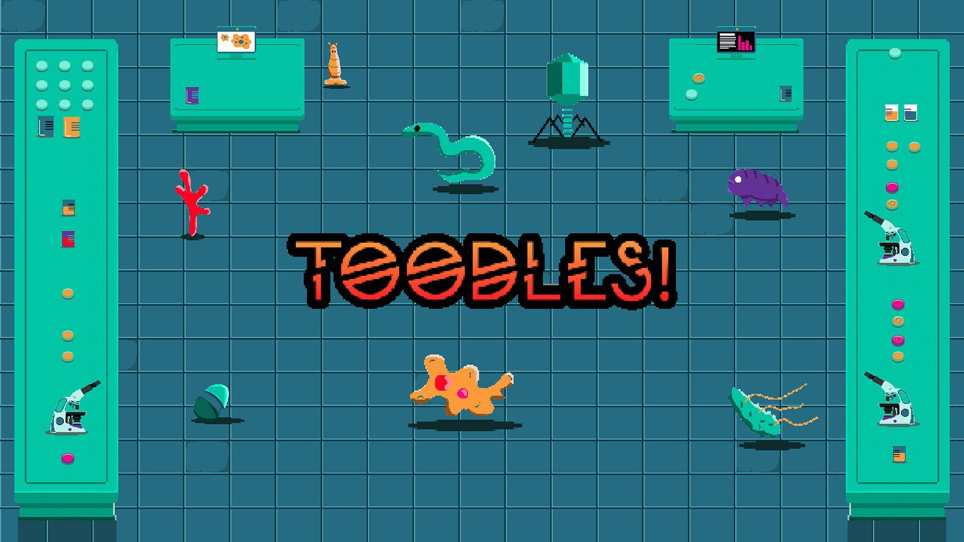 Goodbye screen of a pixel microbiology lab.