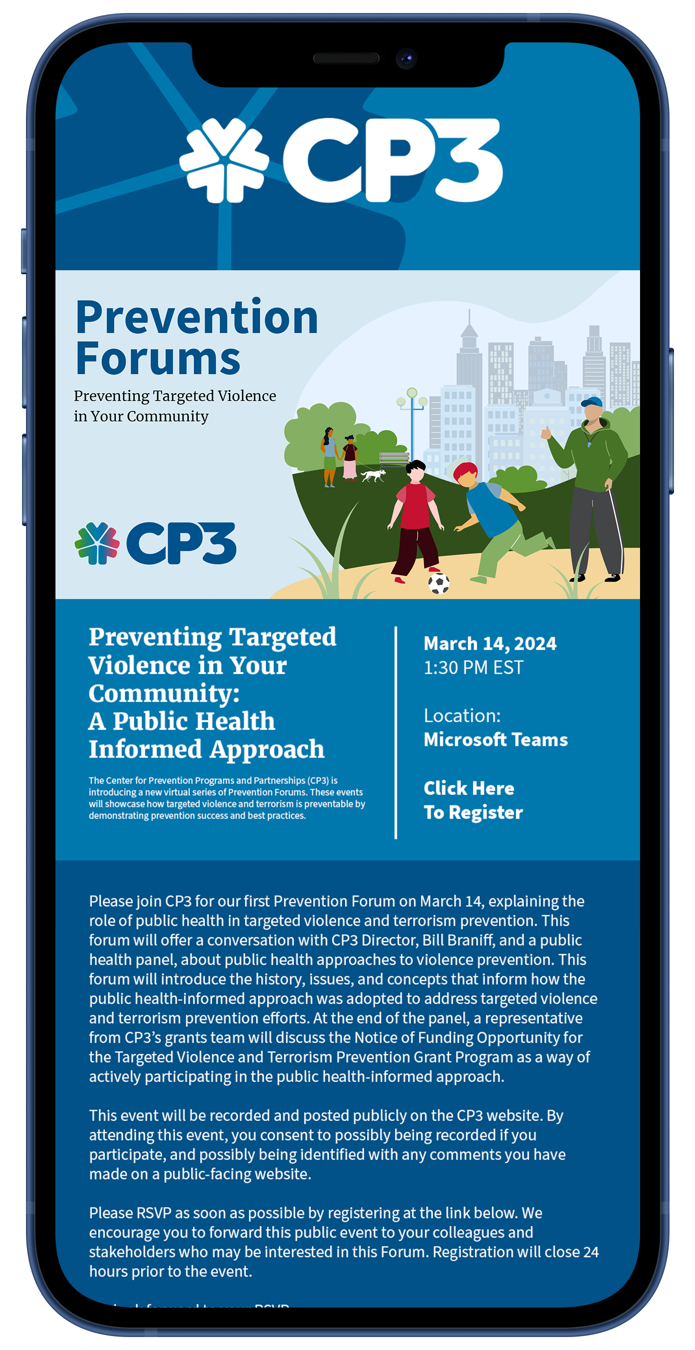 Phone mock up of Prevention forms.