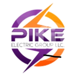 A logo for pike electric group llc with a lightning bolt