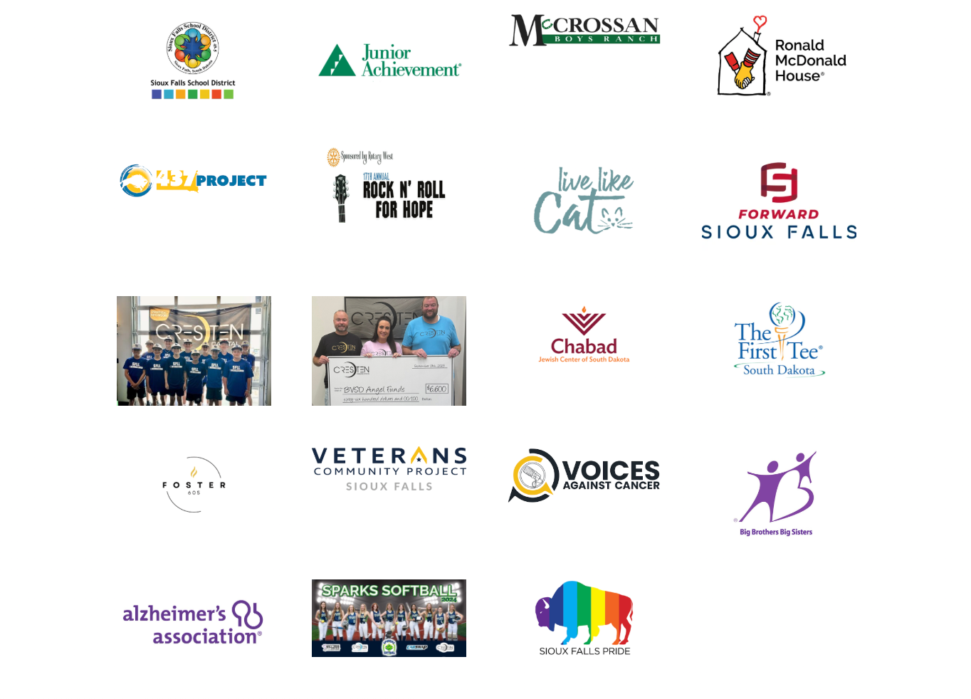 Collage of nonprofit and community organization logos on a white background