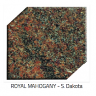 A sample of Royal Mahogany granite from South Dakota featuring a textured pattern of rust, black, and gray minerals.