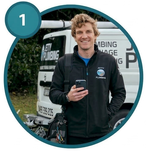 Jetty Plumbing team member smiling in branded uniform ready to take your call in Coffs Harbour.