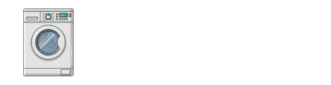 A white dryer with a circular glass door filled with blue clothing.