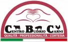 Logo del Centro Budrio Carni: arco rosso, testo, mucca, maiale, pollo e colori della bandiera italiana.